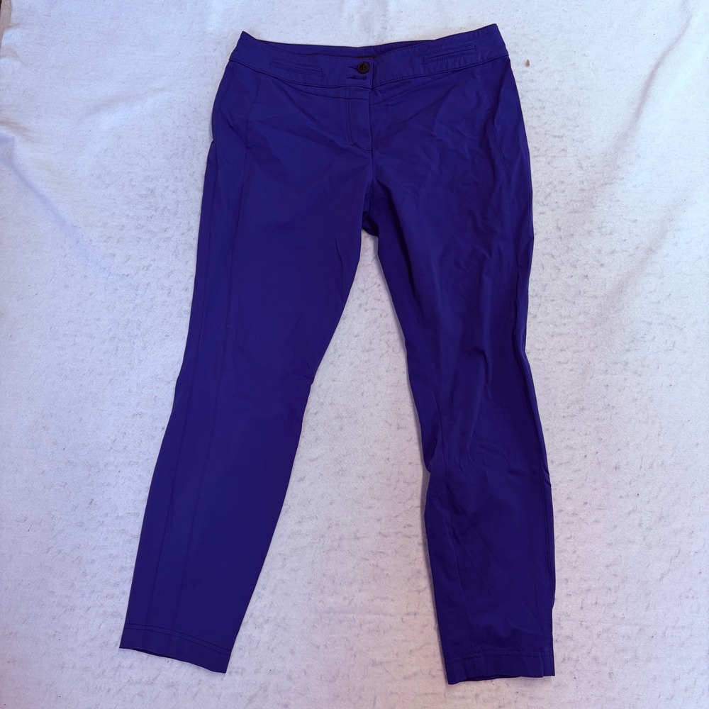 Riani Trousers Womens 10 Purple Slim Fit Stretch Tech Fabric Pants
